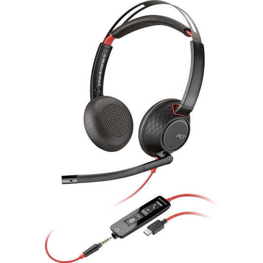 Poly Blackwire 5220 Stereo USB-C Headset +3.5mm Plug +USB-C/A Adapter