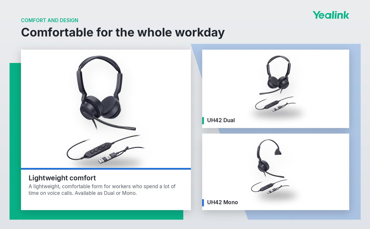 Yealink UH42 Teams Stereo USB-C/A Wired Headset, 35 mm