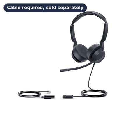 Yealink YHS36 E2 Stereo Wired Headset, QD to RJ9 (1308231) with 'Cable required, sold separately' badge - main product image